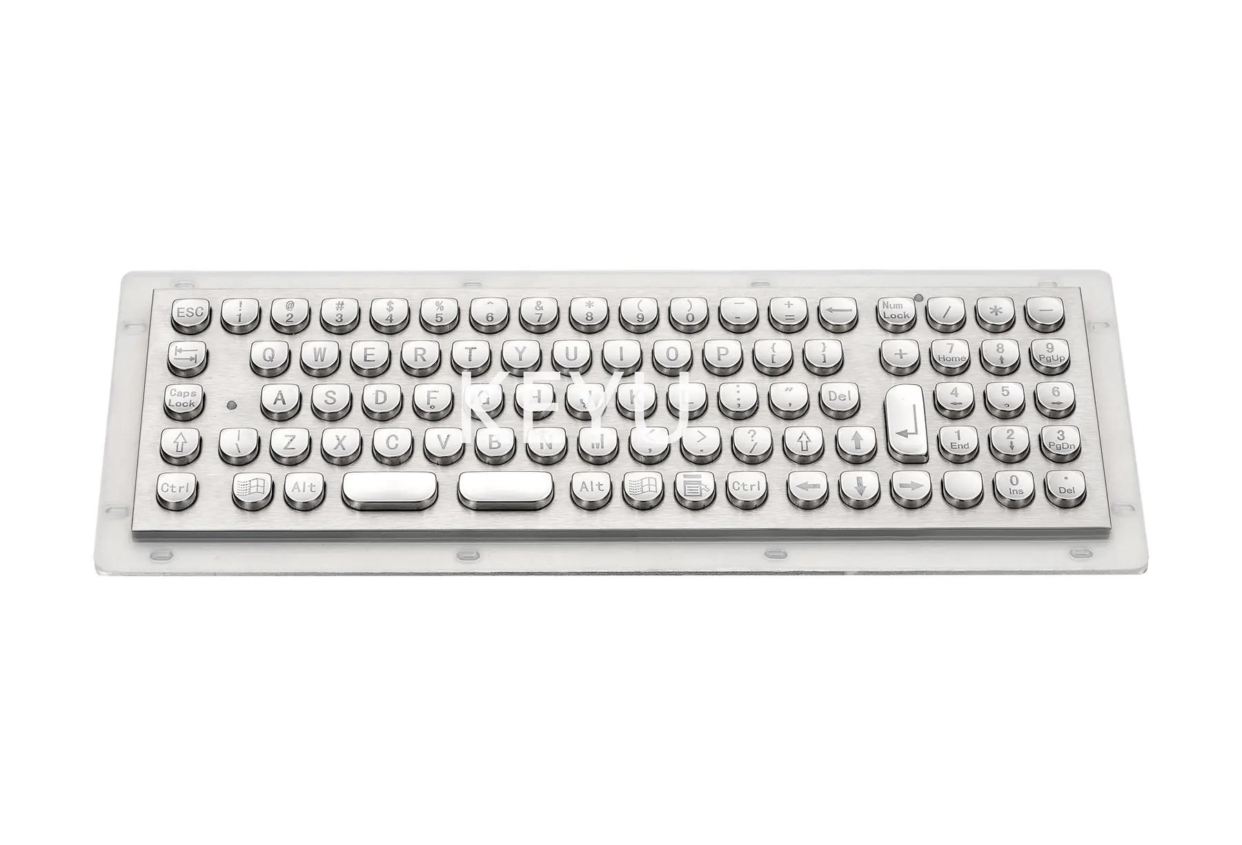 KY-PC-U rugged stainless steel kiosk keyboard with 84 keys and aluminium back panel