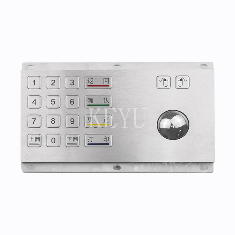 KY-PC-VE vandal proof SUS304 keypad and trackball rear view