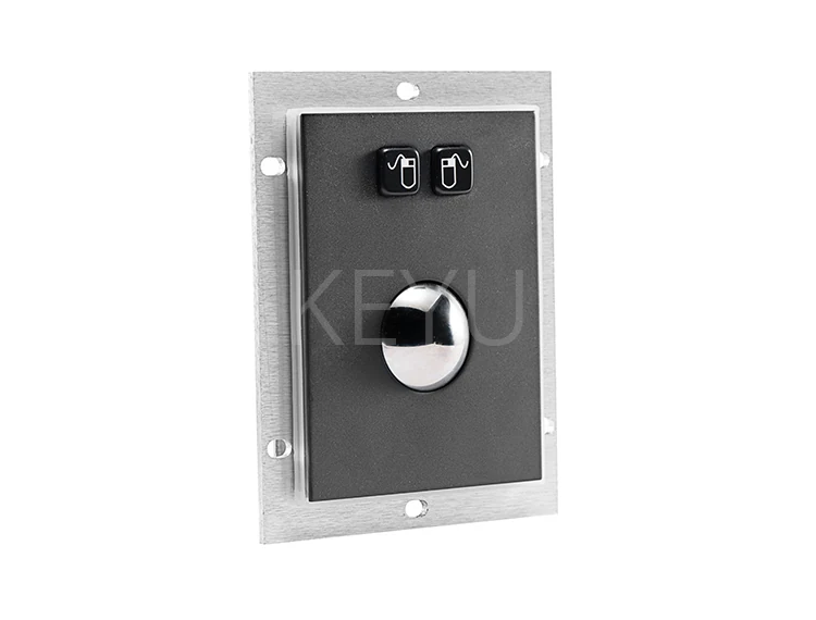 KY-TB-38-BL black metal trackball module front panel view