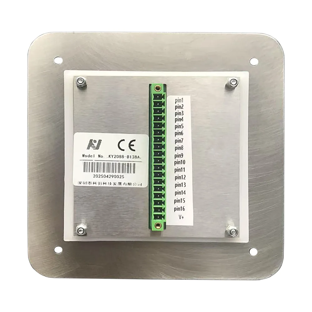 Panel mounted view of the KY-2088B138A metal industrial keypad