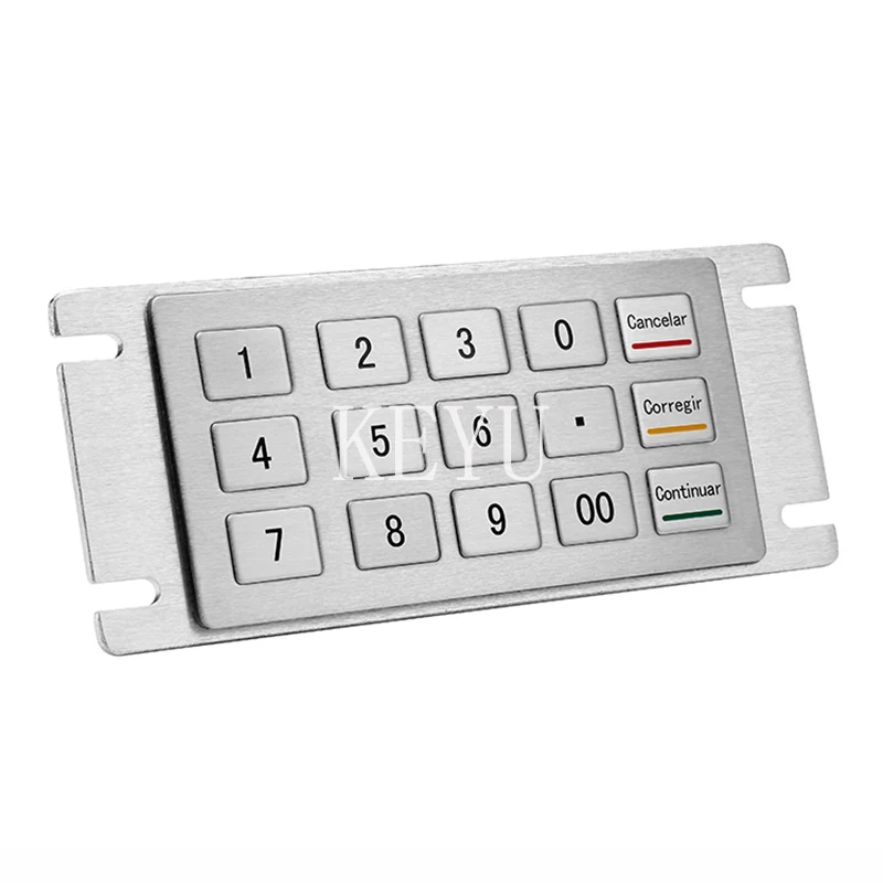 KY2150 compact stainless steel metal keypad with etched key legends