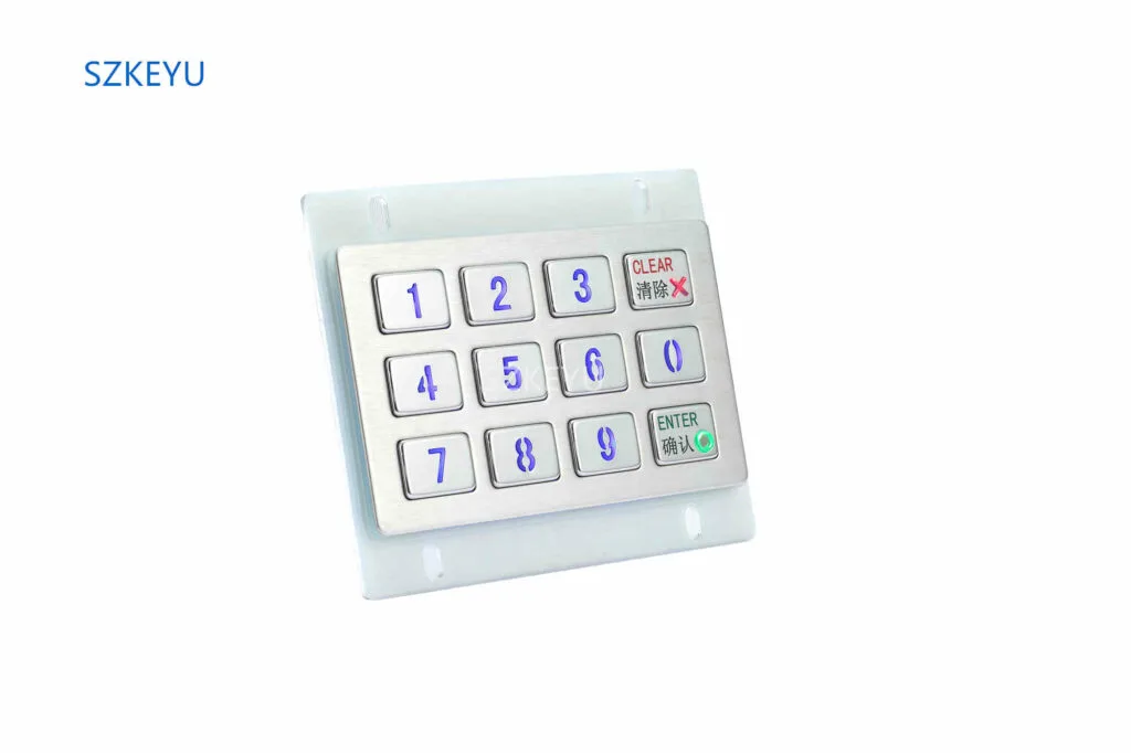 Metal encrypting pin pad with backlit numeric layout