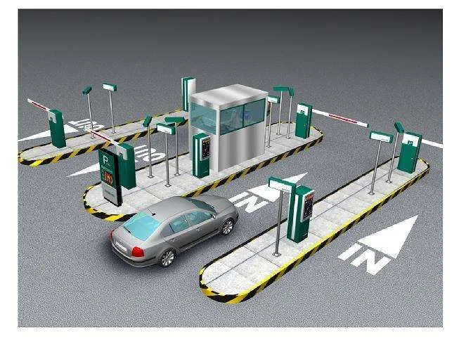 Barrier controlled parking lane with payment terminals