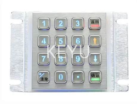 KY2088B-LED backlit 16 key stainless steel numeric metal keypad