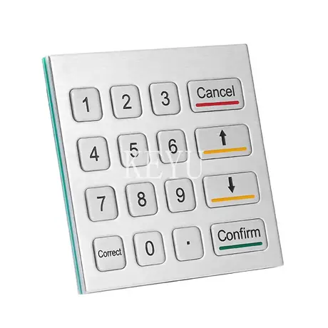 KY2100A 16 key SUS304 stainless steel metal keypad with 4x4 matrix layout