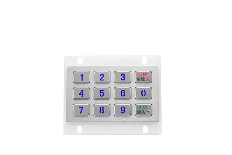 KY2120-LED illuminated stainless steel keypad with 120*74 mm front panel