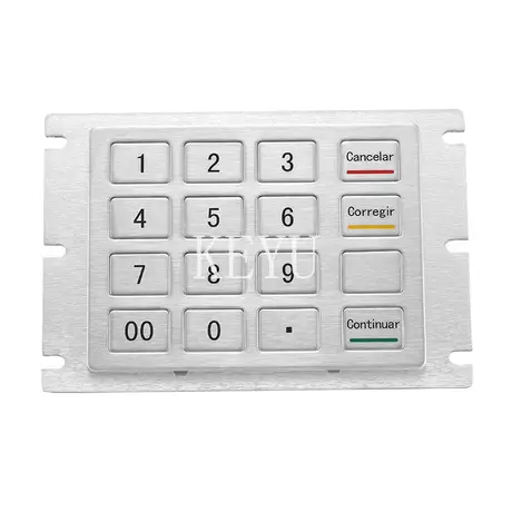 KY2121 stainless steel keypad with uniform wide keycaps