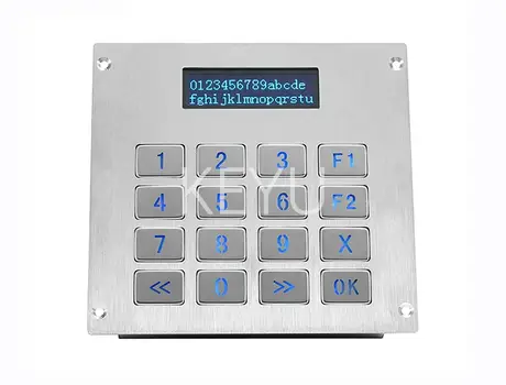 KY3088-LP backlit stainless steel numeric keyboard front view with illuminated keys
