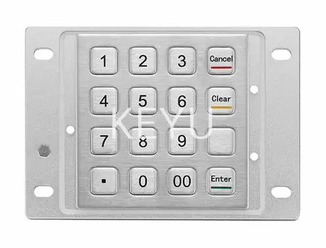 KY3688C metal PCI EPP in #304 stainless steel with braille key layout, 87.5*91.5 mm