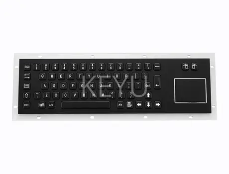 KY-PC-DT-BL panel mount stainless steel keyboard with trackball and compact layout