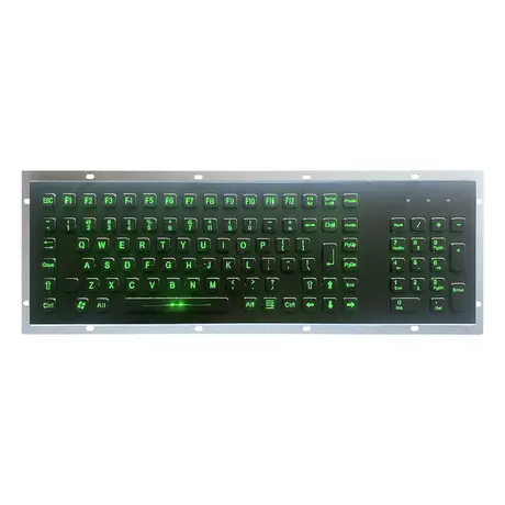 KY-PC-F4-LED-BL black metal LED backlit industrial keyboard with 103 keys