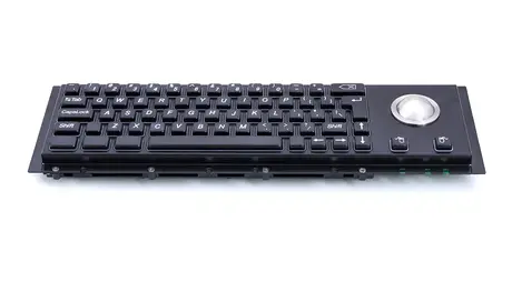 KY-PC-H-BL stainless steel panel mount keyboard with integrated trackball