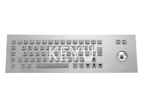 KY-PC-I panel mounted metal keyboard with 38mm metal trackball