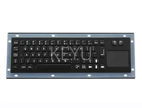 KY-PC-NT-BL black stainless steel panel mount keyboard with trackball