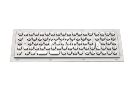 KY-PC-U rugged stainless steel kiosk keyboard with 84 keys and aluminium back panel