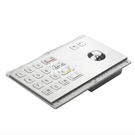 KY-PC-VE industrial metal numeric keypad with 38mm stainless steel trackball