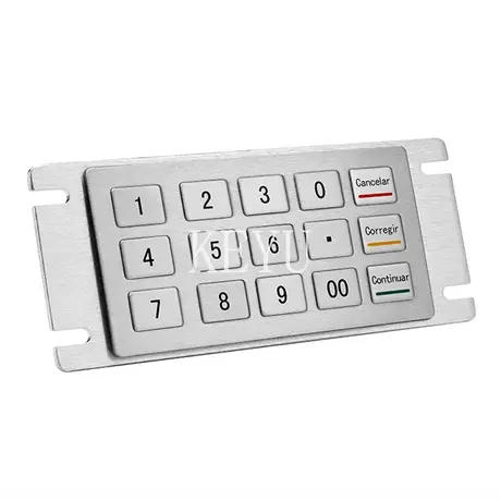 KY2150 compact stainless steel metal keypad with etched key legends