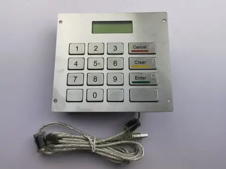KY-3688LP 16 key SUS304 metal keypad with 122x32 LCD display