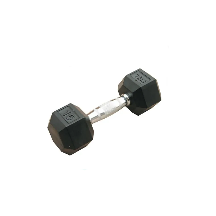 Black Rubber Hex Dumbbell made by KIC FITNESS