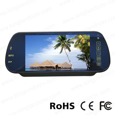 Monitor TFT LCD de 7 pulgadas con pantalla táctil LCD USB con ranura para espejo retrovisor del coche con MP5