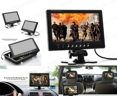 Monitor LCD para coche en color de alta resolución de 9 pulgadas