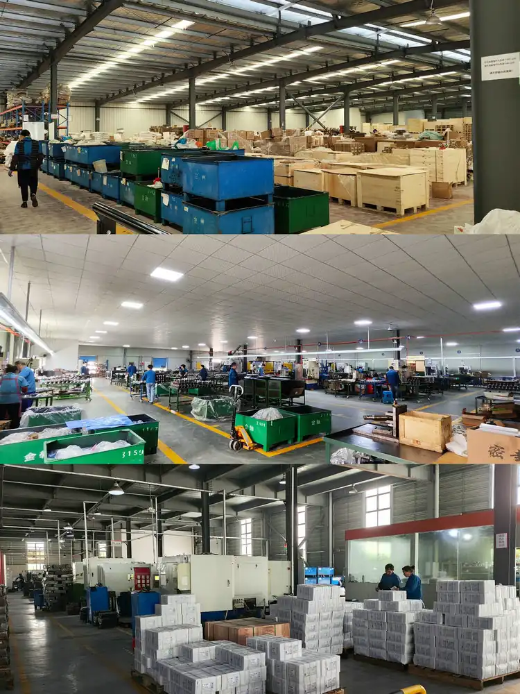 Assembly area machining bays and packed goods inside the plant