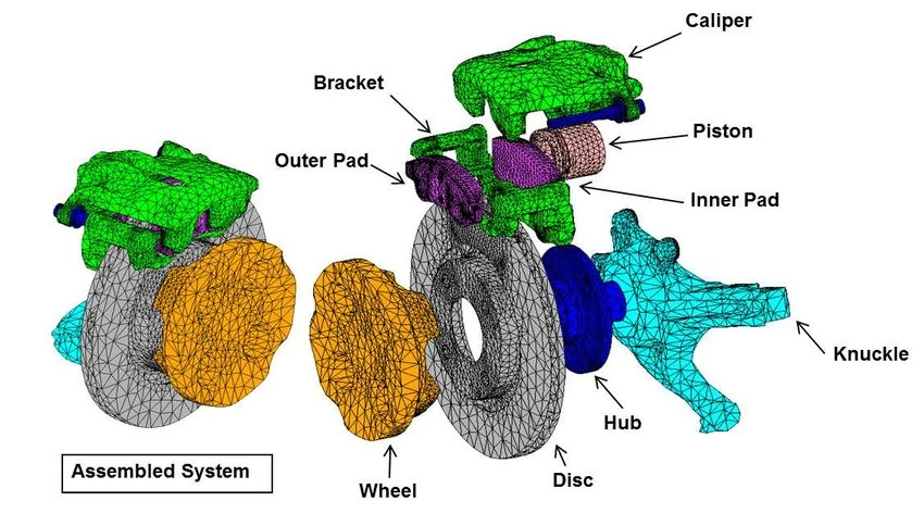 Machined brake caliper body viewed from the piston side