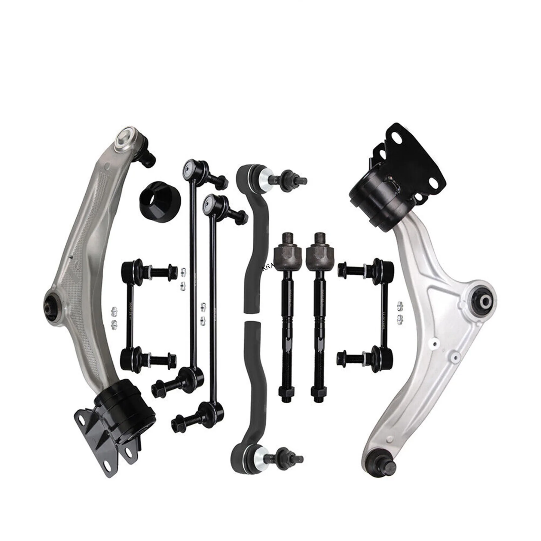 Complete suspension arm kit with control arms links ball joints and tie rod ends