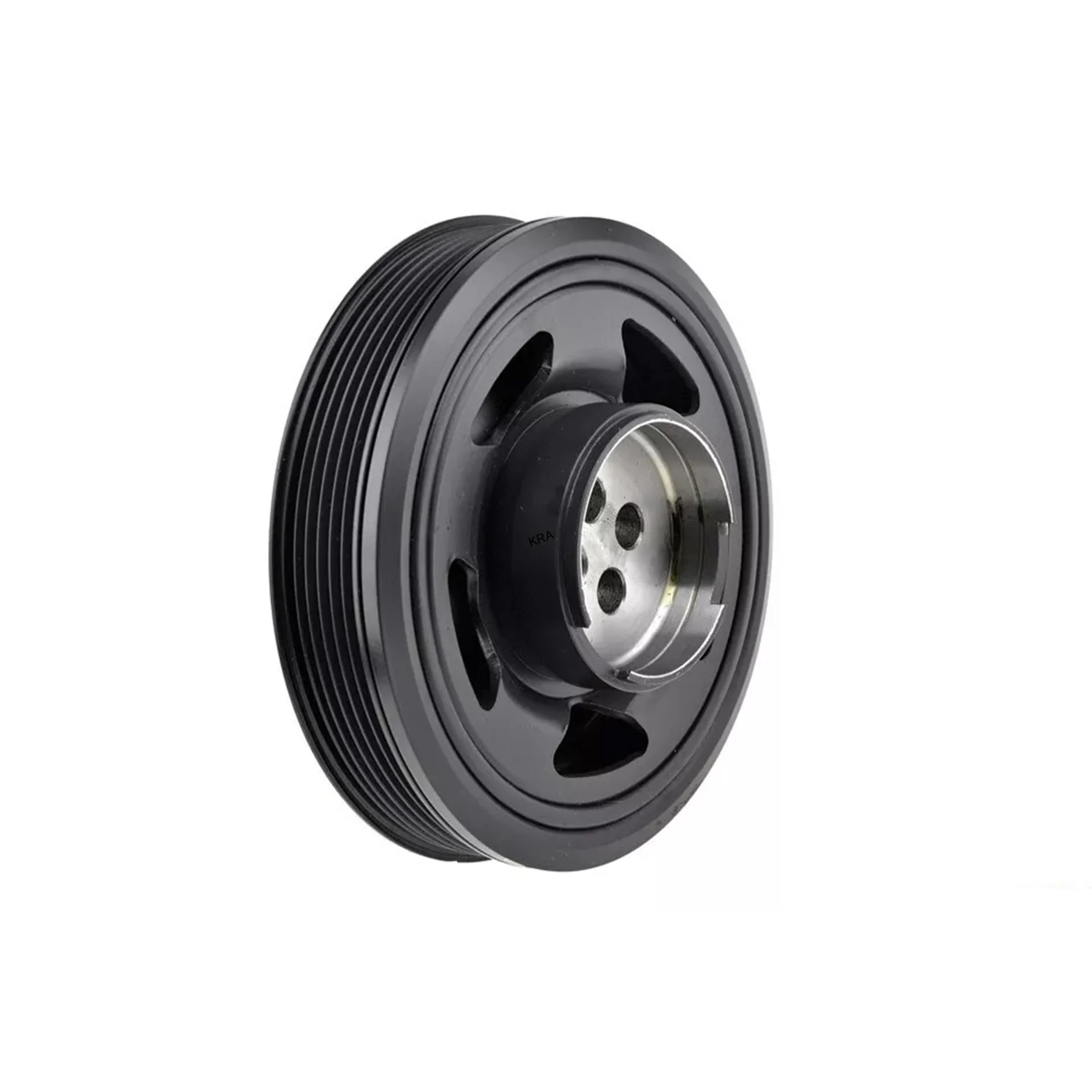 Multi-groove crankshaft pulley with machined hub bore