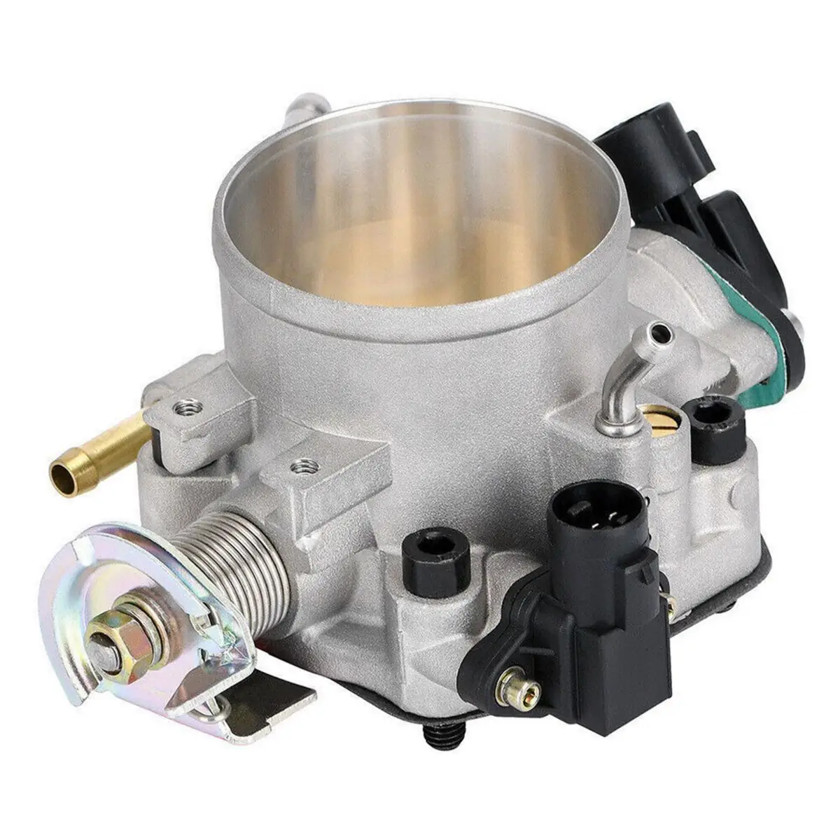 Electronic throttle body with the position sensor and connector fitted