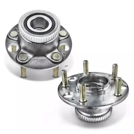 Two wheel hub unit assemblies showing flange and bearing seat