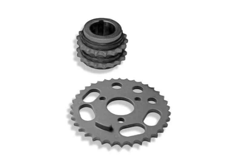 Timing chain with camshaft sprocket and guide rail
