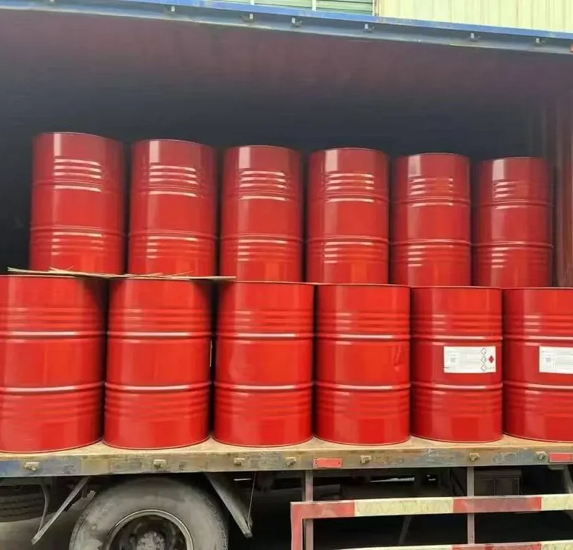 Red steel drums of HDI aliphatic diisocyanate loaded for shipment
