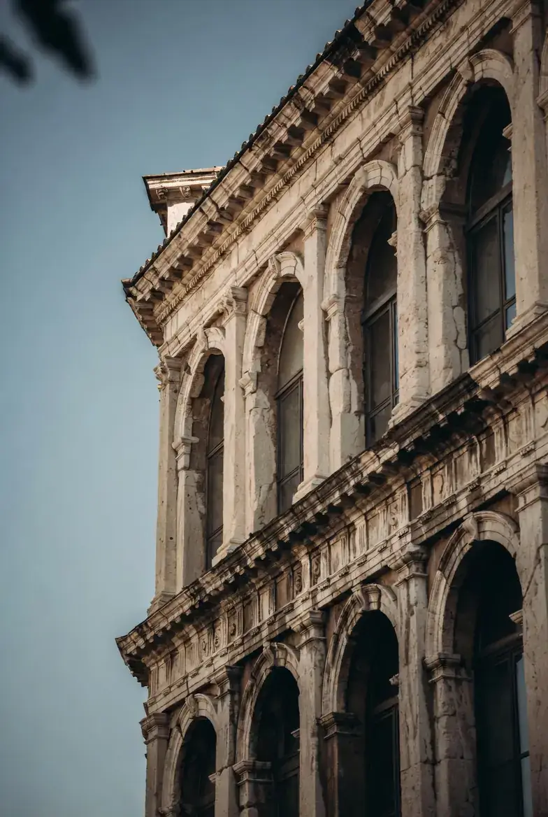 Historic stone colonnade of the kind cleaned by laser conservation work