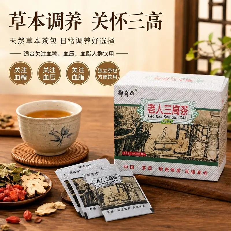 Deng Qihui Three High Wellness Tea retail pack of herbal teabags
