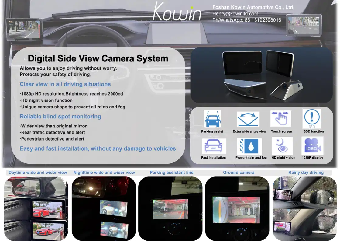 Side view camera system with wide-angle view and integrated housing design