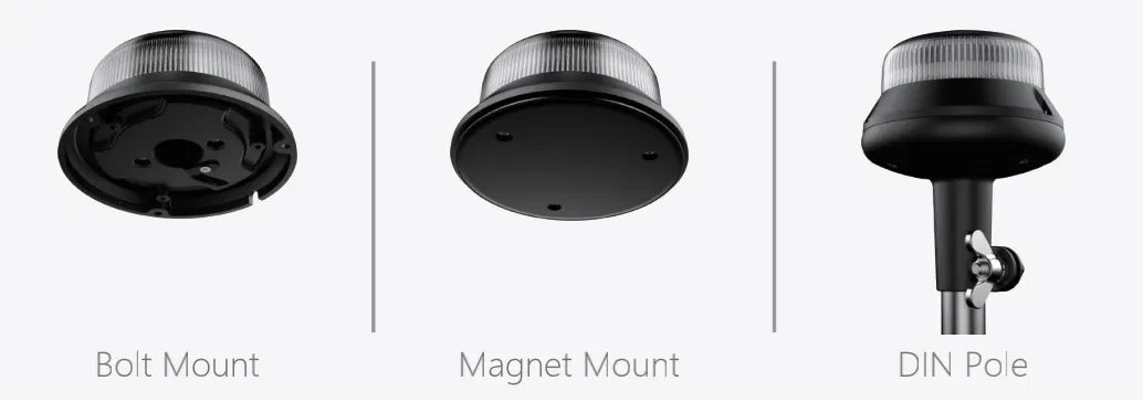 KOW26 beacon mounted on a vehicle roof with the mounting bracket