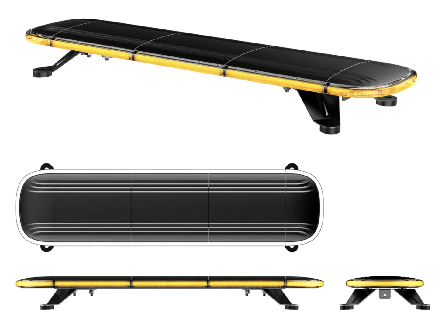 KOW801 light bar mounted on a vehicle roof at 45 degrees in amber