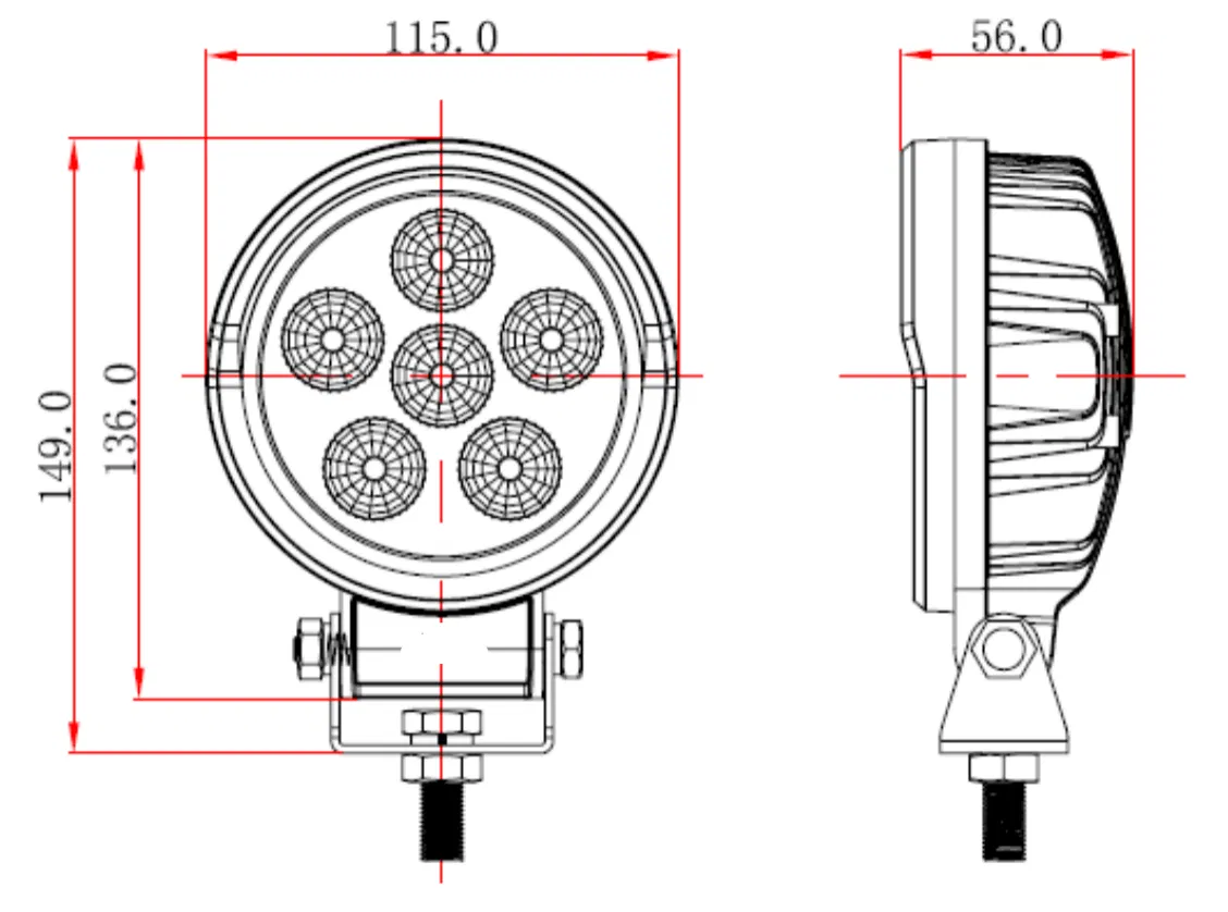 KOWK117 worklight with size reference shown next to a ruler