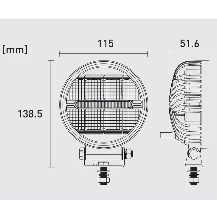 KOWK5025 worklight with size reference diagram