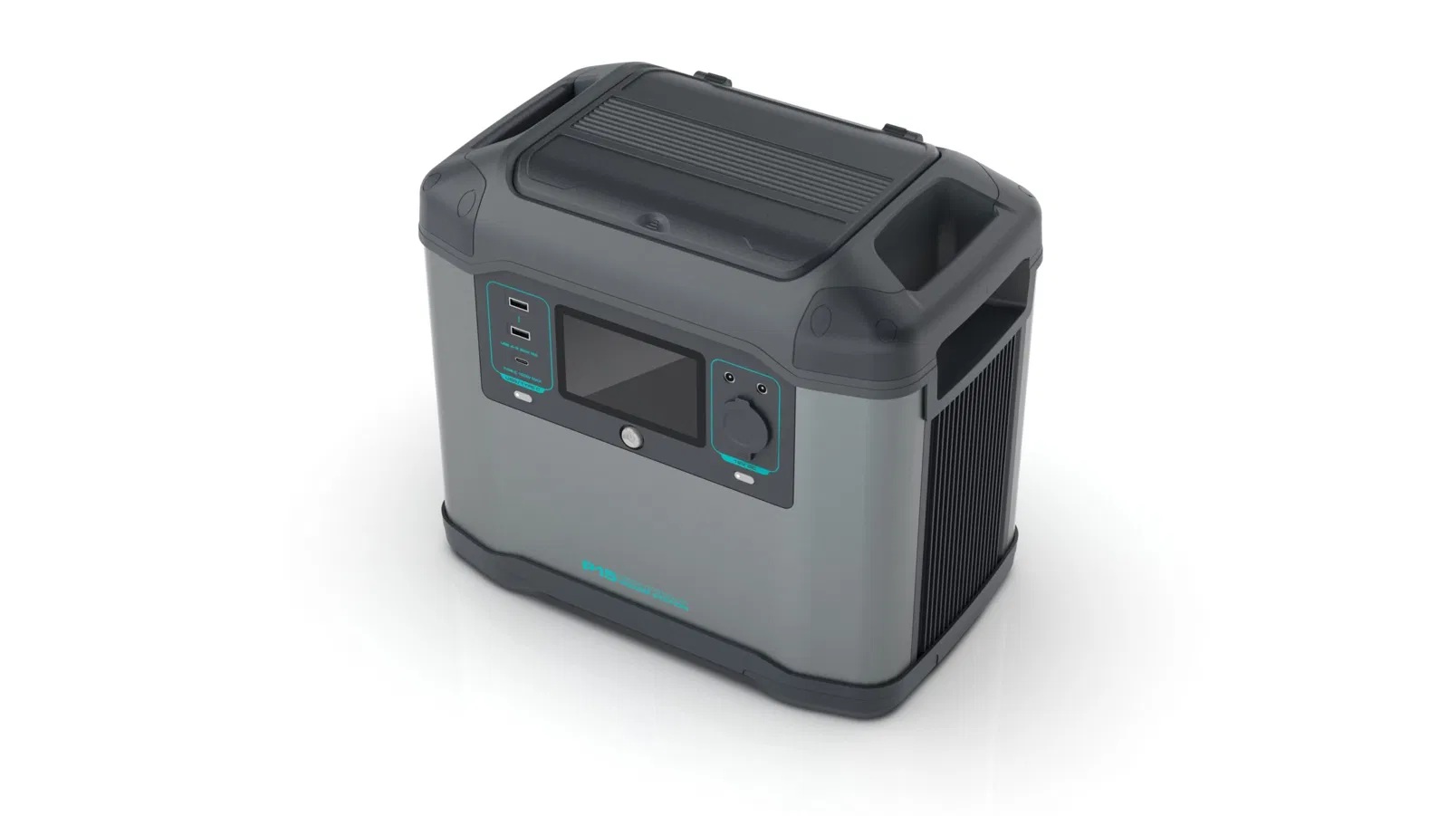 Portable power station in use with a laptop and small refrigerator connected