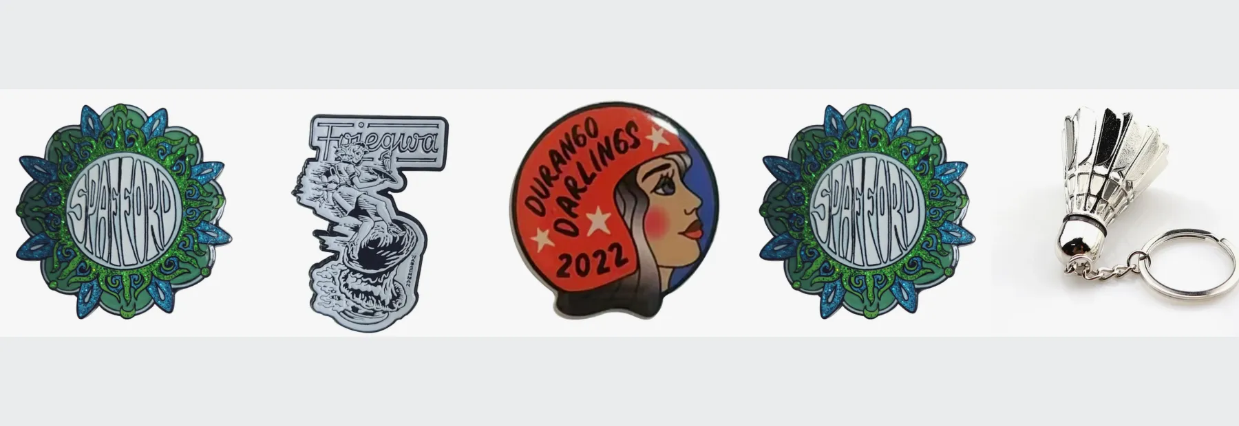 Pins and badges of the kind used for charity and fundraising