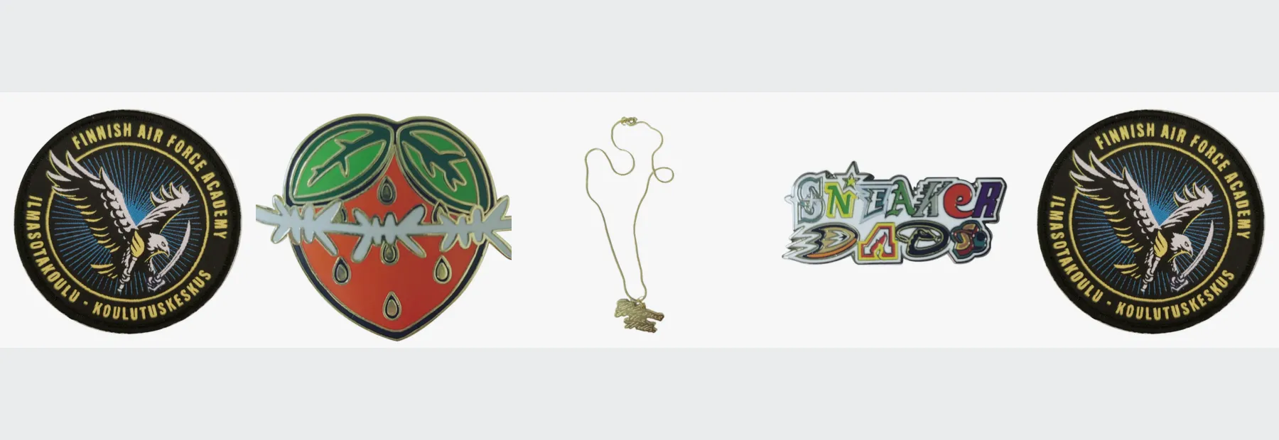 Pins and badges of the kind used for service organisations