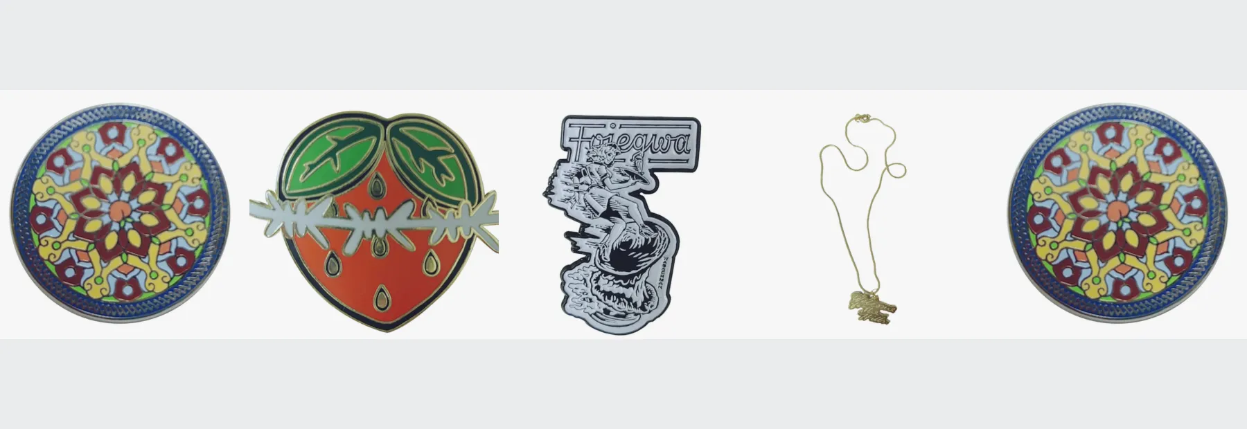 Pins and badges of the kind used for schools and universities