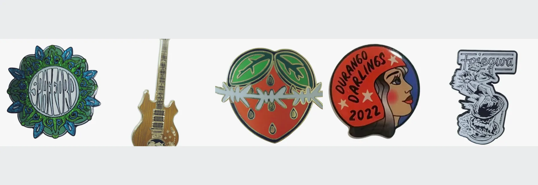 Custom pins used to illustrate the buyer guides