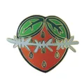 Hard enamel strawberry pin with polished gold metal lines
