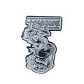 Soft enamel surf pin in black and white with raised metal outlines