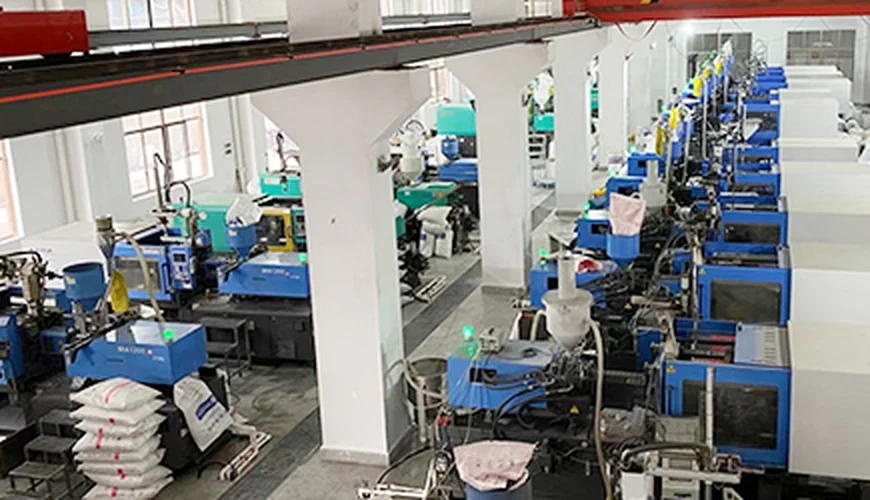 Injection moulding machines running in the Kunda plastics workshop