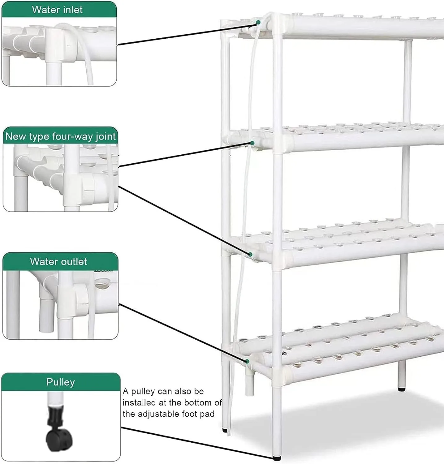 Vertical Hydroponic System (4layers 12 tubes 108holes) KGFP7114 view 3