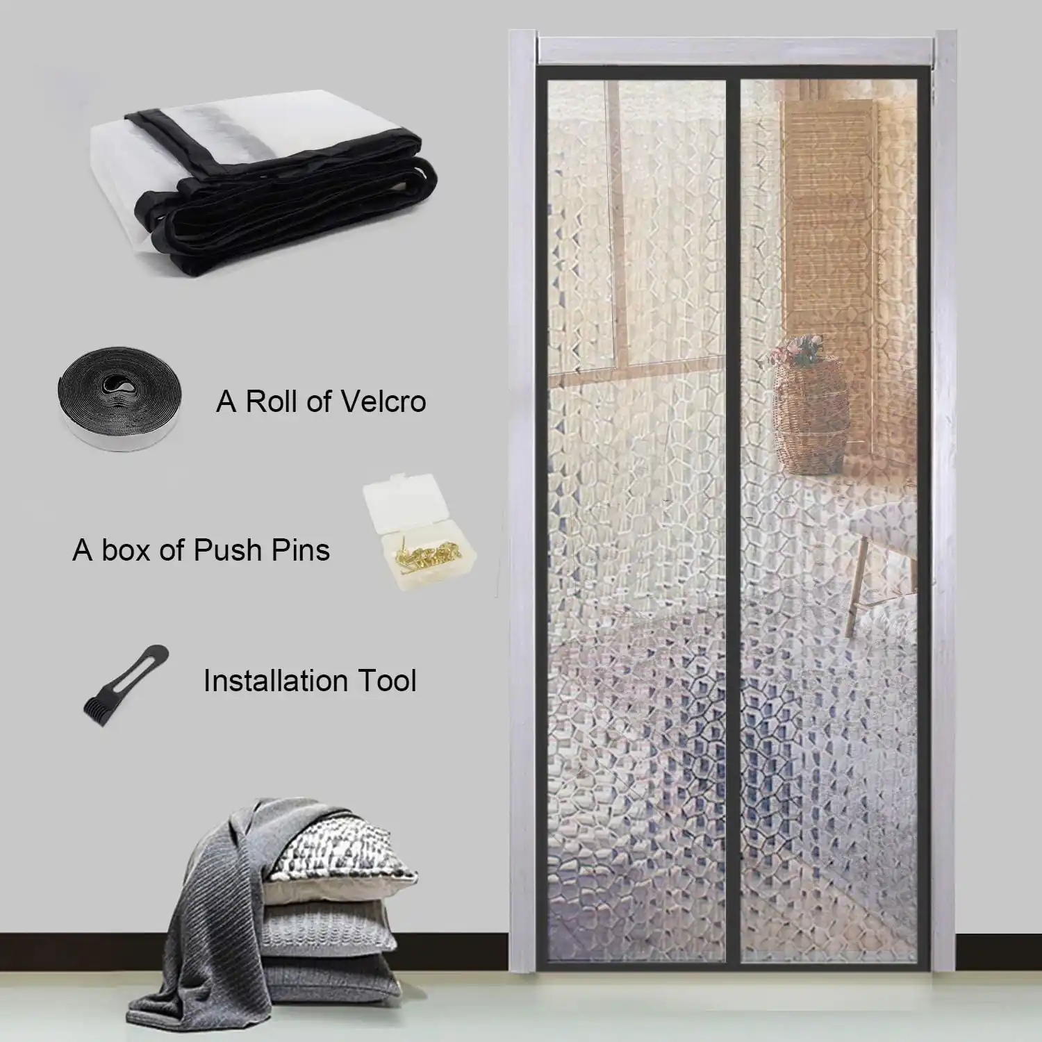 Magnetic Thermal Insulated Door Curtain - KDMP102, detail view